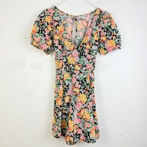 American Eagle Floral Cottagecore Puff Sleeve Boho Spring Garden Party Romper